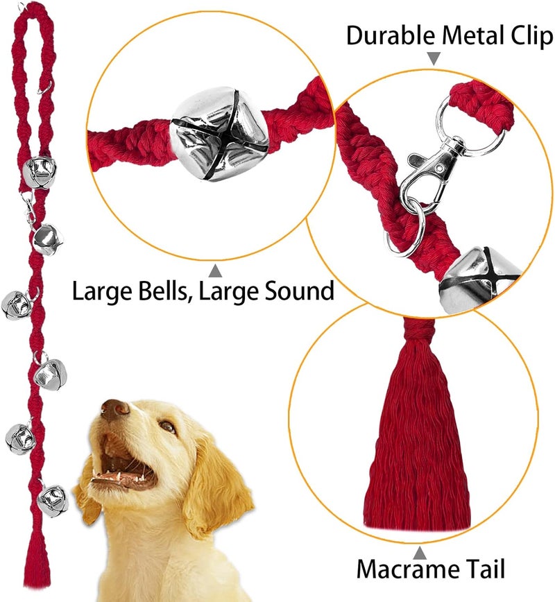 GINIDEAR Dog Bells to Go Outside & Puppy Potty Training, Adjustable Dog Door Bell Ring to Go Potty, Handmade with Premium Yarn. Twisted Style, Rosered - Image 2